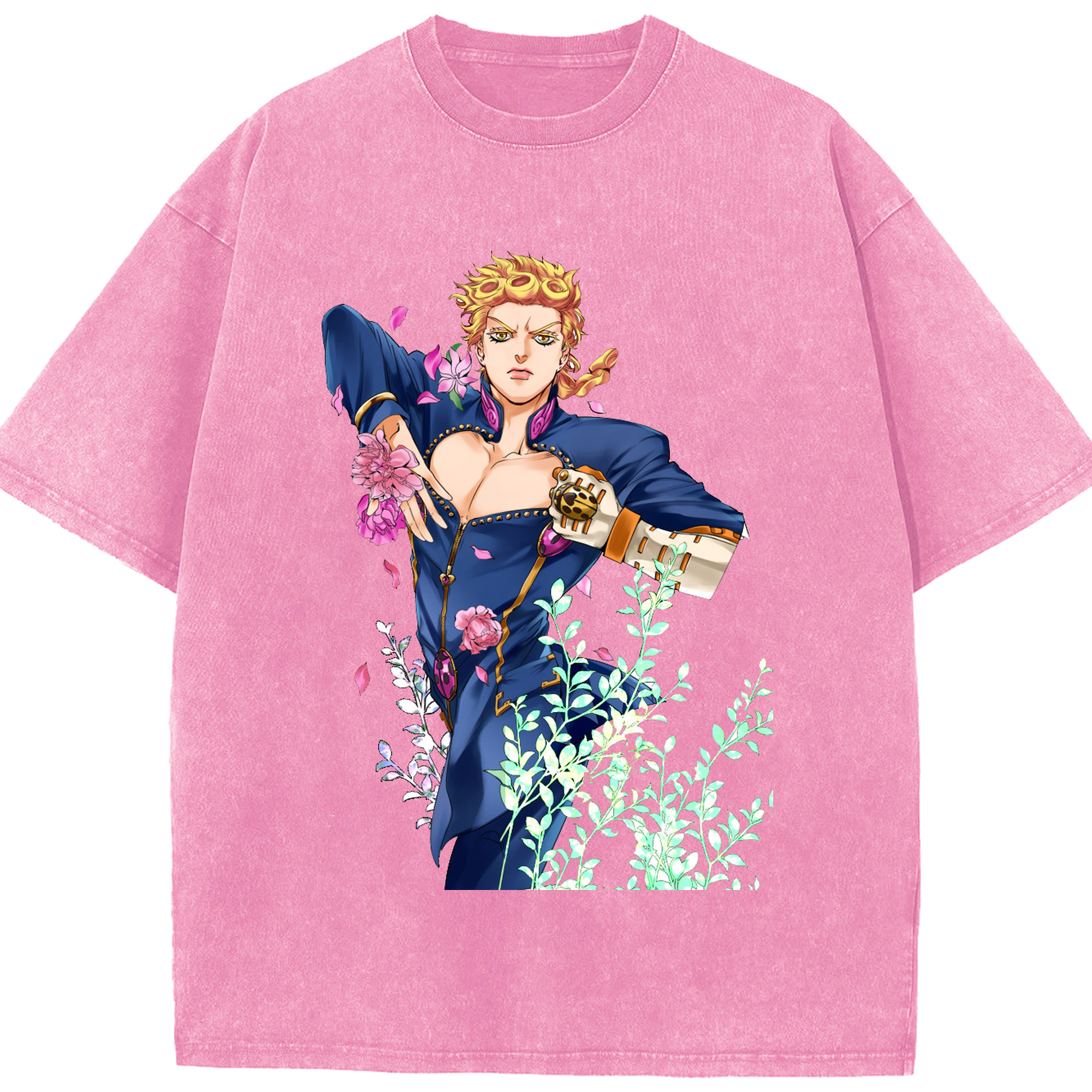 （画像用） ジョジョの奇妙な冒険 ジョルノ?ジョバァーナ JoJo's Bizarre Adventure Giorno Giovanna 綿100% ヴィンテージ風 半袖Tシャツ（フロントプリント）
